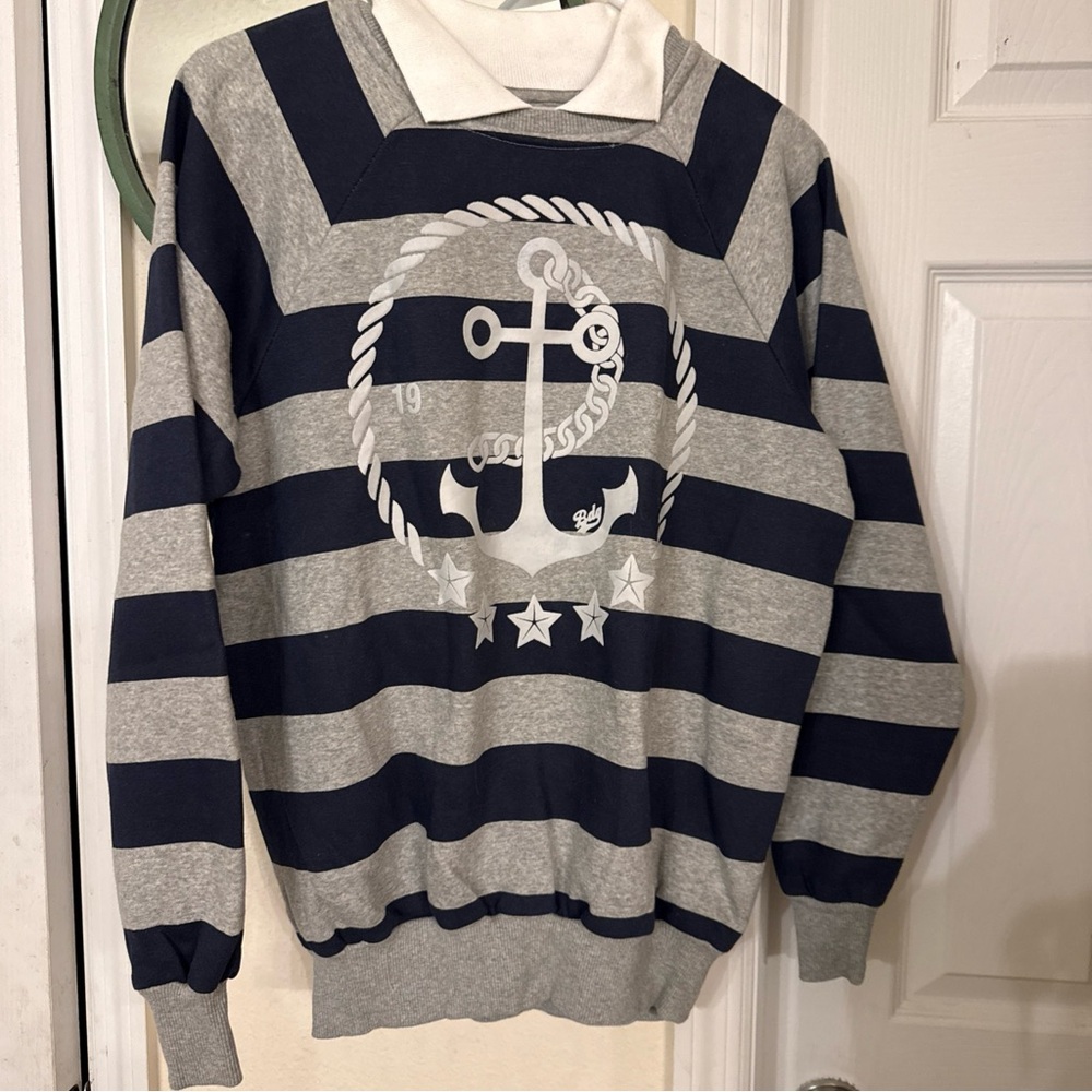 Urban Outfitters BDG Nautical Striped Navy and Gray Sweater size XS